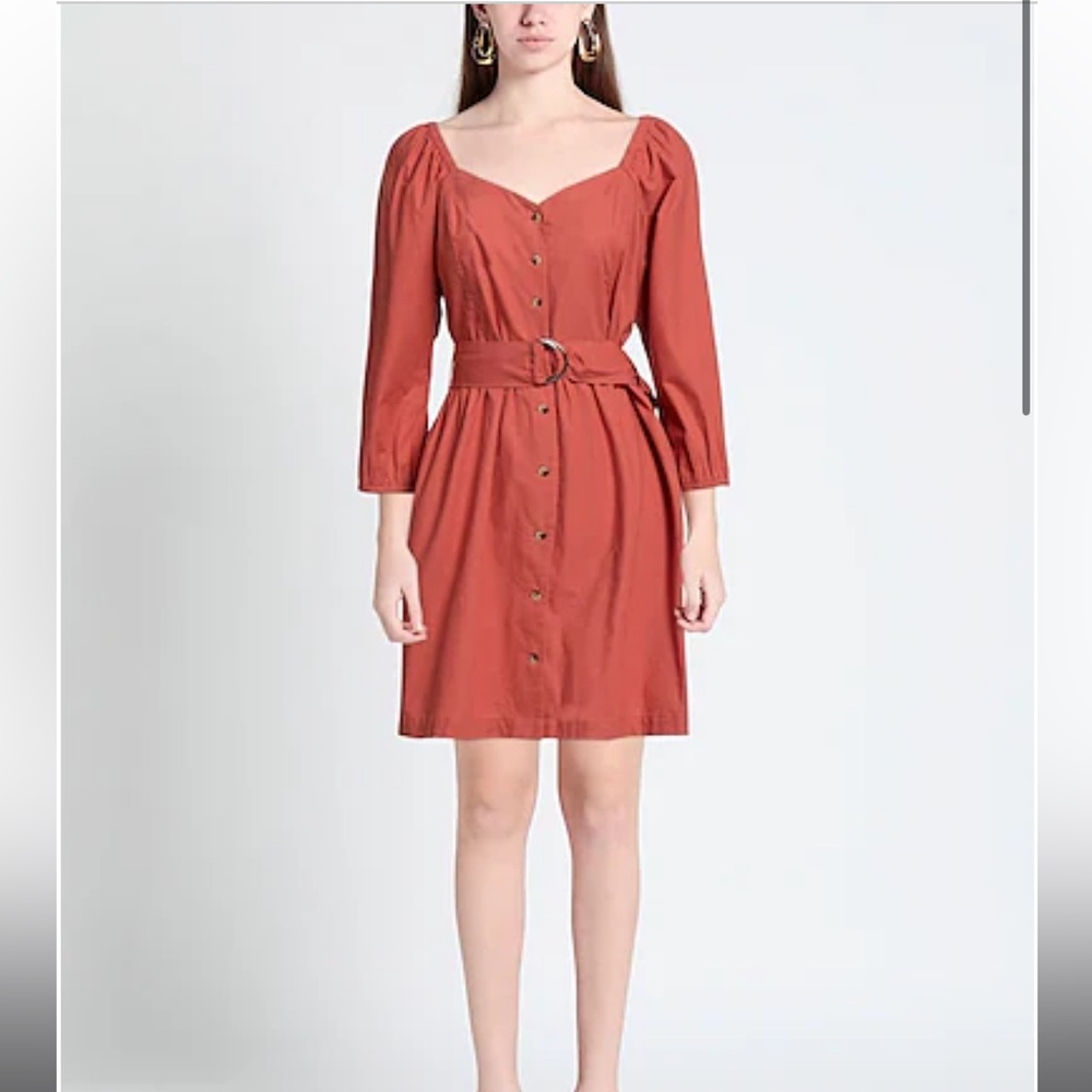 Ba&sh rust button front belted dress